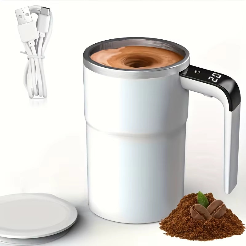 Temperature Display Automatic Stirring Cup, Rechargeable Magnetic Automatic Stirring Coffee Cup, Portable Travel Water Cup