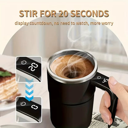 Temperature Display Automatic Stirring Cup, Rechargeable Magnetic Automatic Stirring Coffee Cup, Portable Travel Water Cup