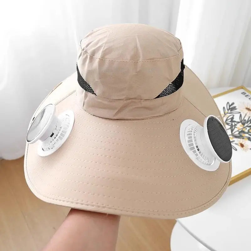 Outdoor Fishing Hat with Solar USB Charging Fan Male Cooling Hat Sunshade Fishing Hat for Outdoor Riding Hiking Fishing〔Cc55〕