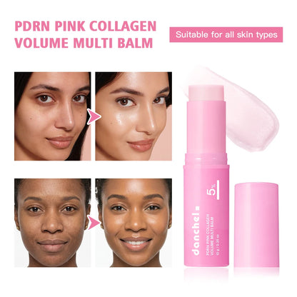 PDRN Pink Collagen Volume Multi Balm Fast Absorbing Smooth & Plump Face Skin Portable Collagen Stick Suitable for All Skin Types