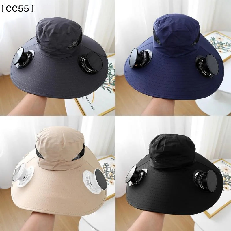 Outdoor Fishing Hat with Solar USB Charging Fan Male Cooling Hat Sunshade Fishing Hat for Outdoor Riding Hiking Fishing〔Cc55〕