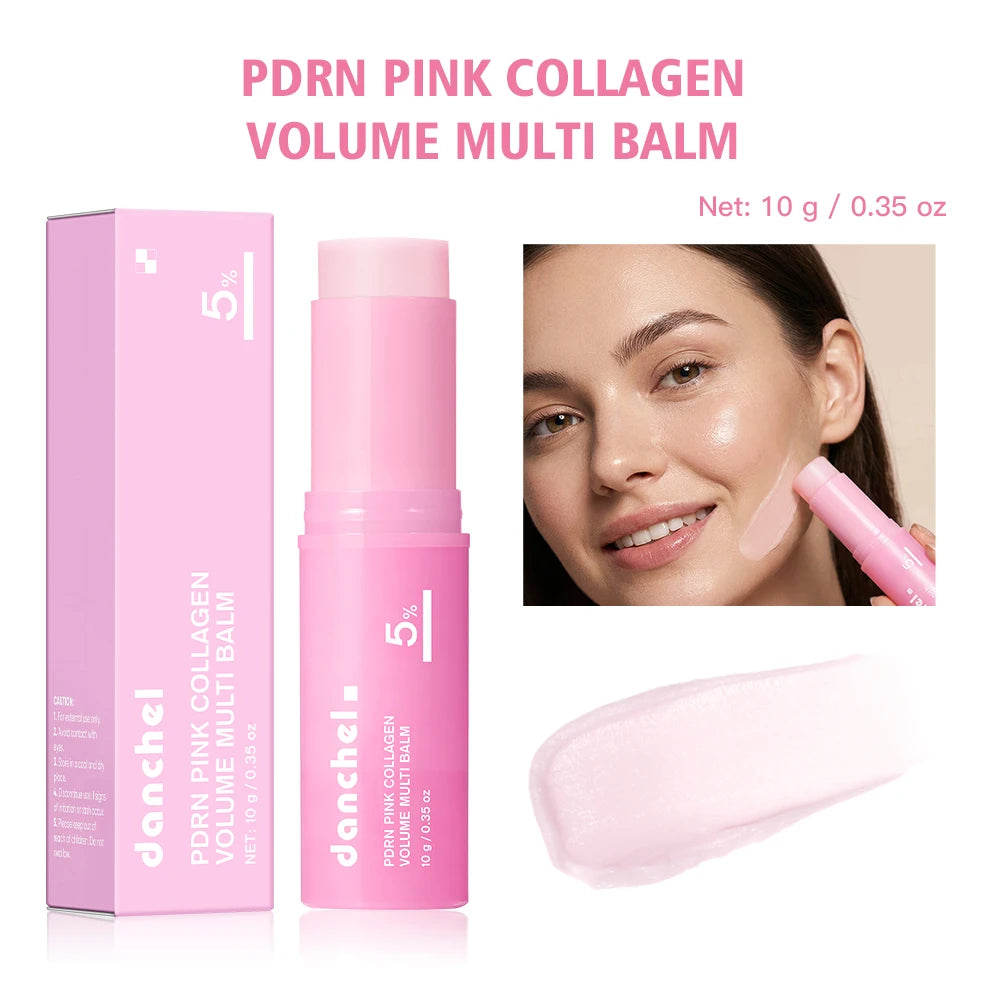 PDRN Pink Collagen Volume Multi Balm Fast Absorbing Smooth & Plump Face Skin Portable Collagen Stick Suitable for All Skin Types