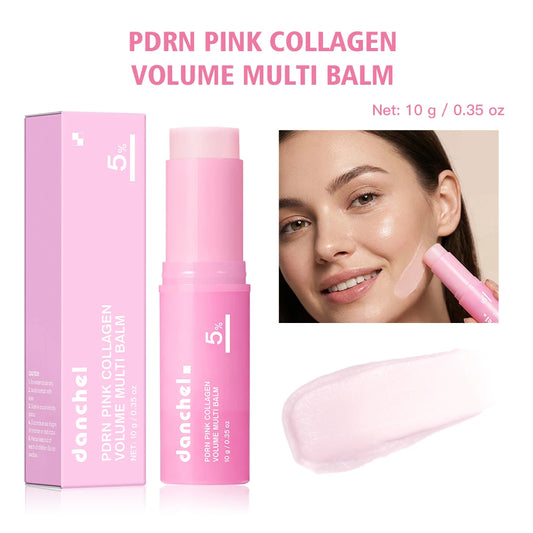 PDRN Pink Collagen Volume Multi Balm Fast Absorbing Smooth & Plump Face Skin Portable Collagen Stick Suitable for All Skin Types