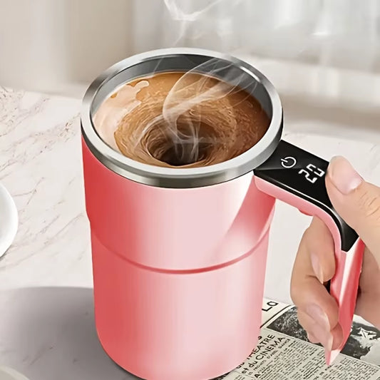 Temperature Display Automatic Stirring Cup, Rechargeable Magnetic Automatic Stirring Coffee Cup, Portable Travel Water Cup